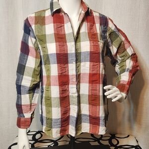 CitiCraze Checkered Plaid Button Down Large Lightweight Tag Large 100% Cotton